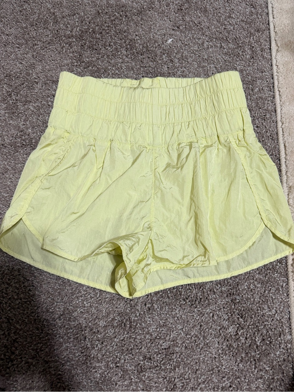Gianni Bini Pale Yellow Athletic Shorts with Ruched Waistband